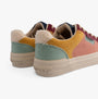 Rocket Dog CHEERY BLOCK Womens Trainers Slate Blue/Dusty Pink rear view showing colorful cotton upper and rubber sole.