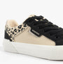 Rocket Dog CHEERY BLOCKED Womens Trainers Black/Natural side view featuring a stylish black and natural leopard print design.