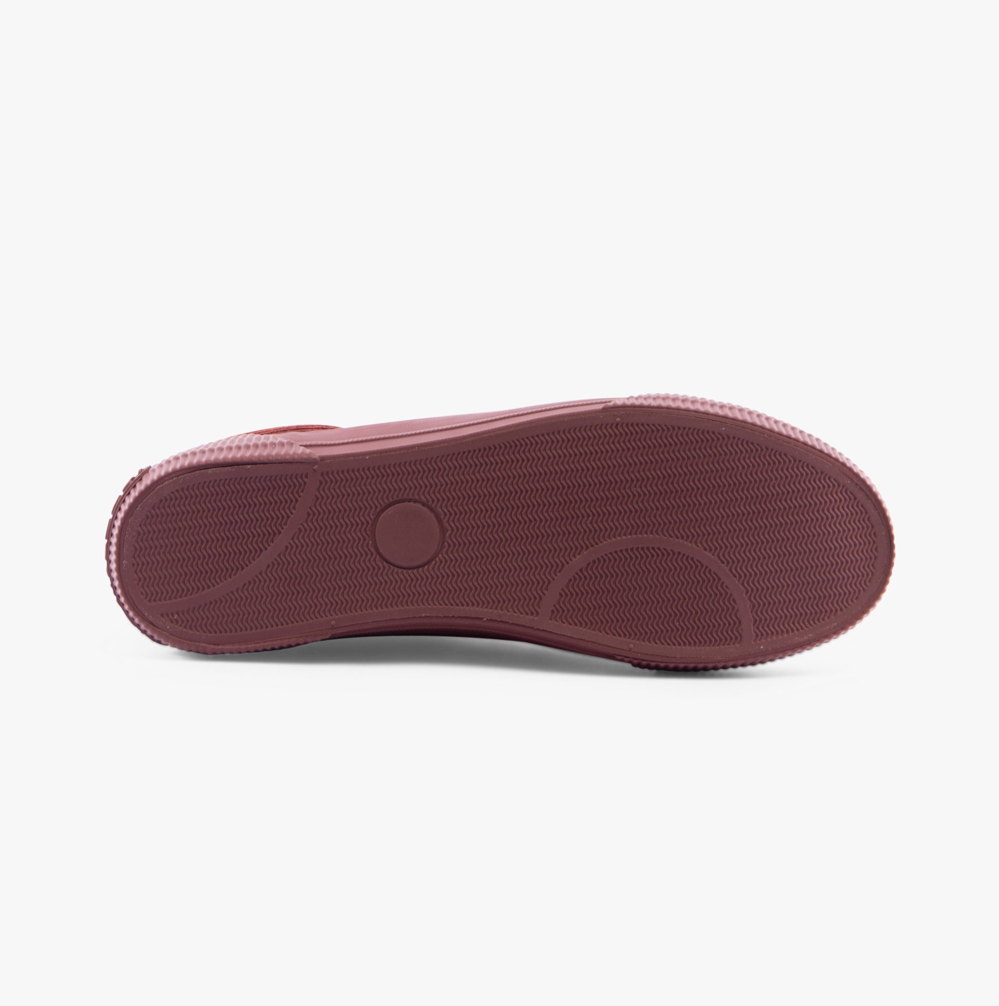 Rocket Dog CHEERY HI Womens Trainers Rust bottom view, showcasing rubber sole and texture details.