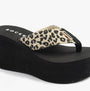 Rocket Dog CRUSH LEON LEOPARD Womens Sandals Natural side view showcasing the leopard print strap and platform sole.