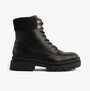 Rocket Dog DANIE Womens Lace Up Boots Black side view showcasing faux leather upper and rugged sole.