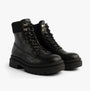 Rocket Dog DANIE Womens Lace Up Boots Black side view showing faux leather upper and lace-up design.
