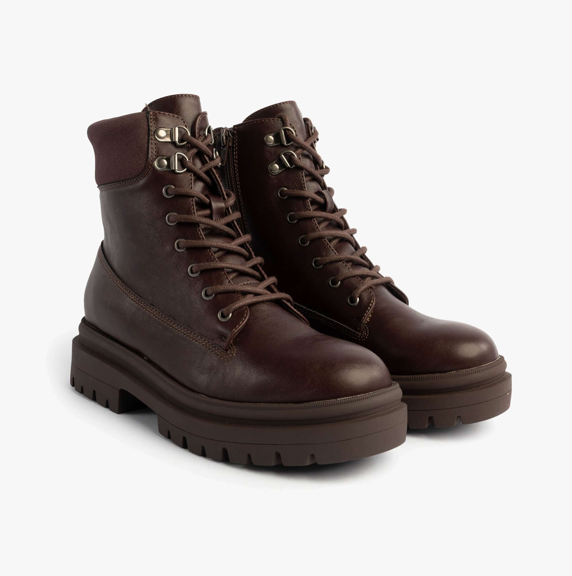 Rocket Dog DANIE Womens Lace Up Boots Dark Brown side view showing lace-up design and chunky sole.