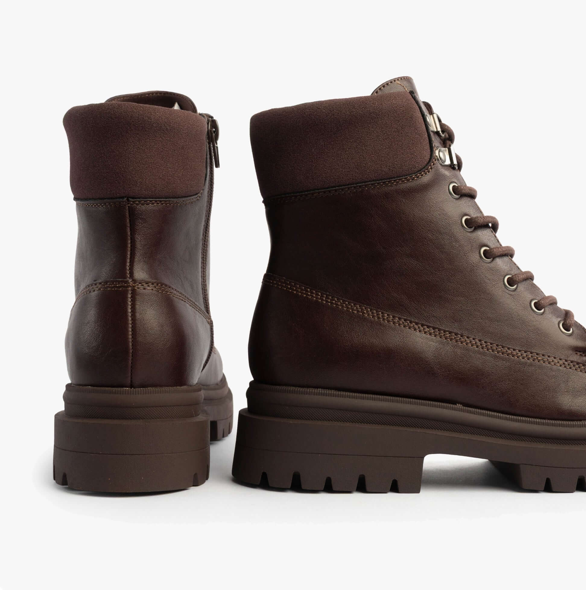 Rocket Dog DANIE Womens Lace Up Boots Dark Brown side and back view showcasing faux leather and padded ankle.