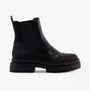 Rocket Dog DELTA Womens Boots Black/Black side view showing faux leather upper and chunky rubber sole.