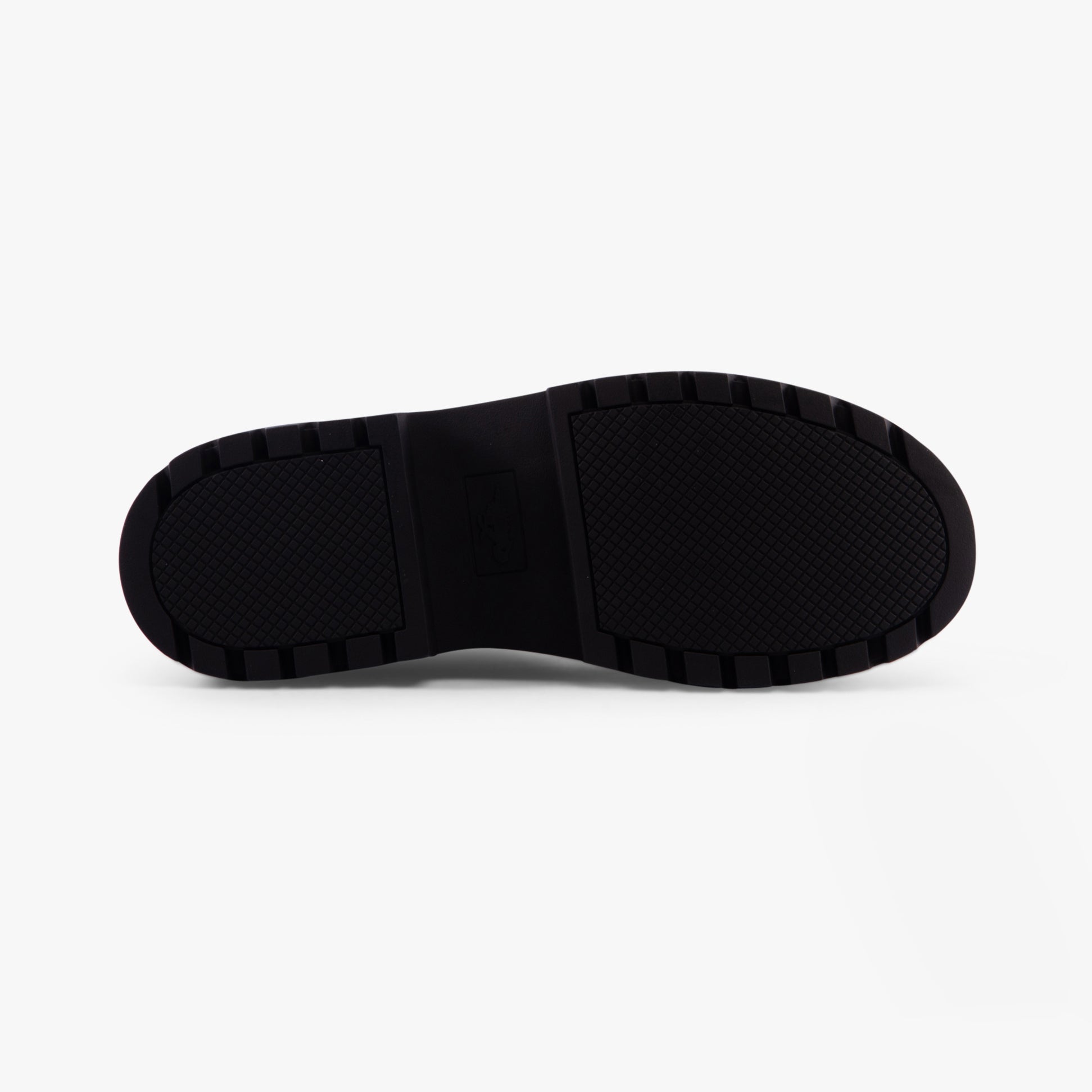 Rocket Dog DELTA Womens Boots Black/Black bottom view showcasing rubber sole and tread design.