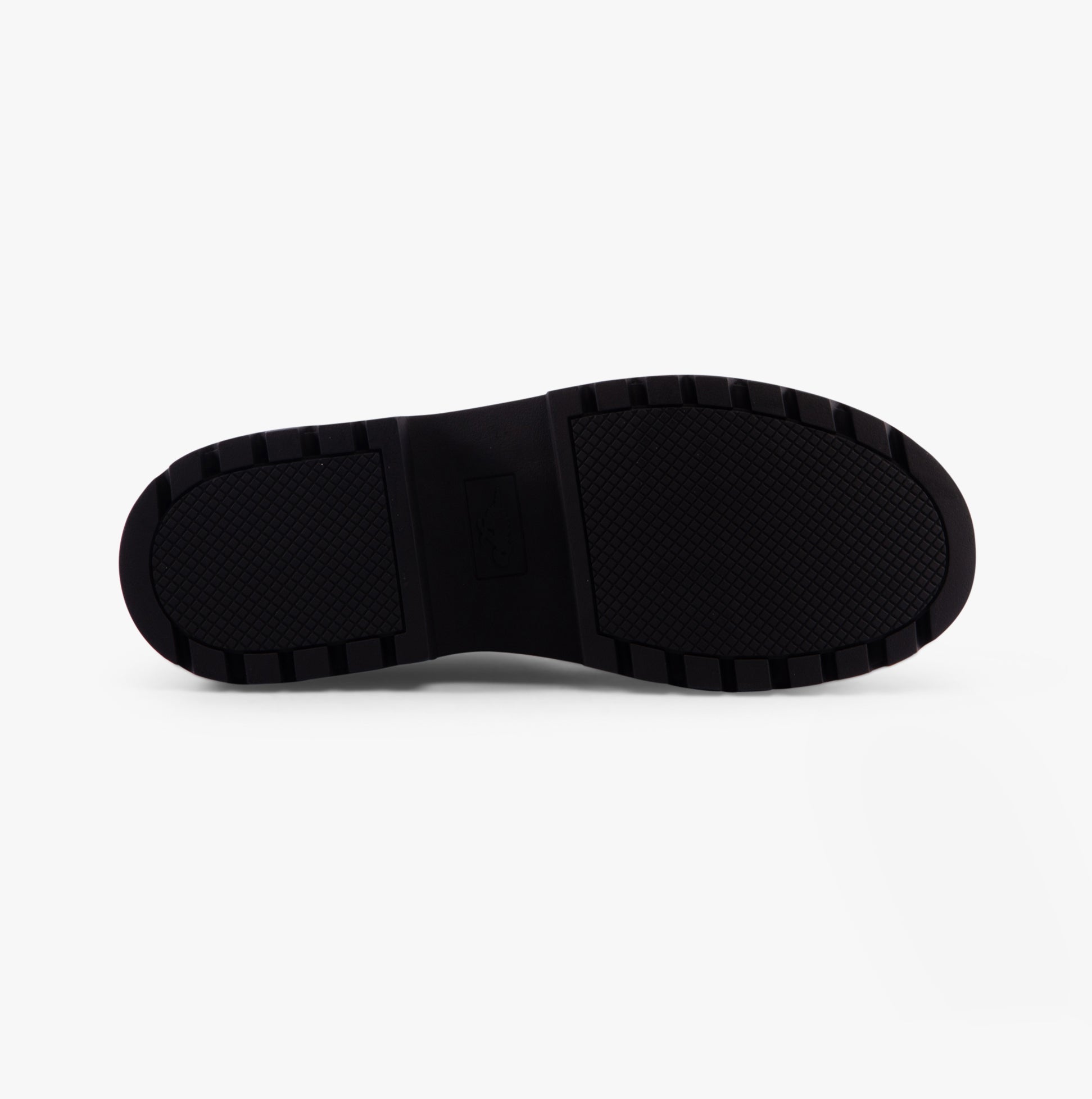 Rocket Dog DELTA Womens Boots Black/Black bottom view showcasing rubber sole and tread design.