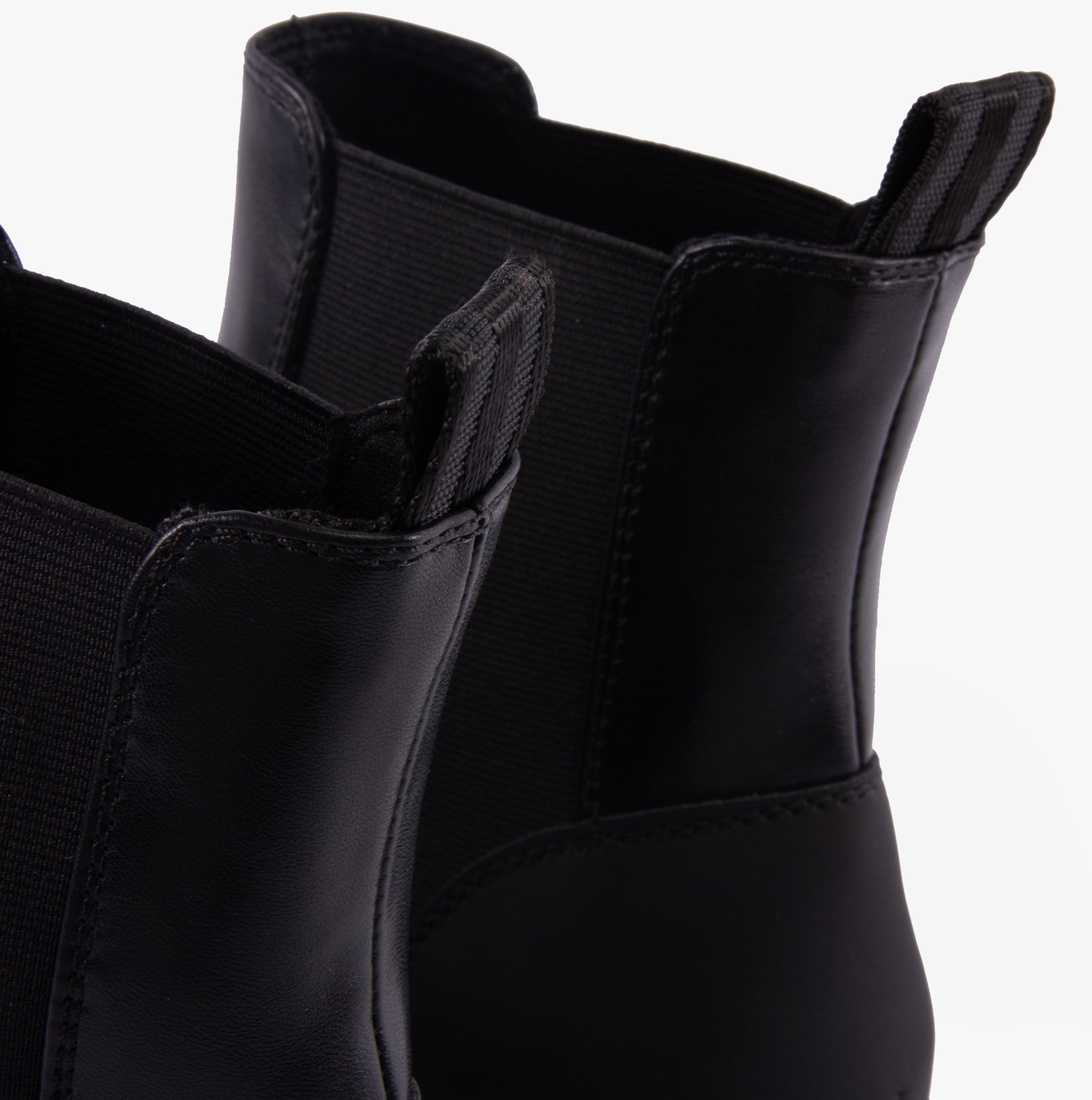 Rocket Dog DELTA Womens Boots Black/Black detail view showcasing elasticated side panels and faux leather finish.