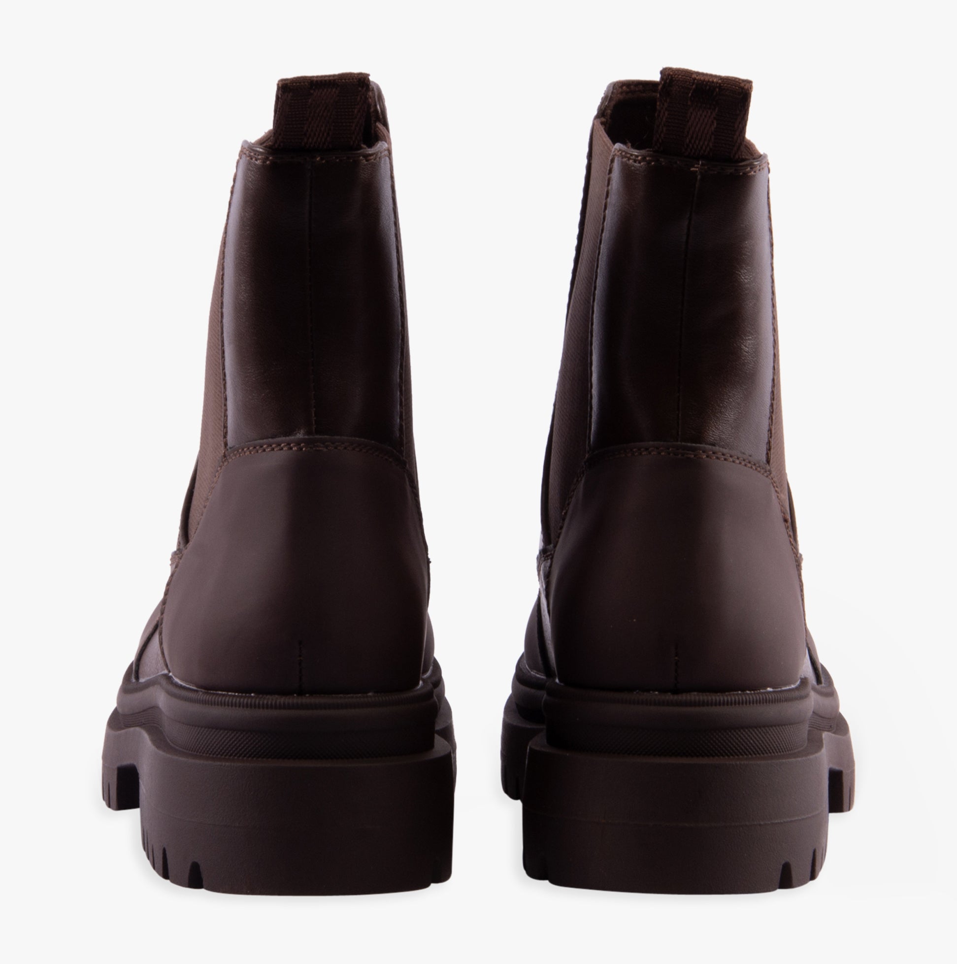 Rocket Dog DELTA Womens Boots Brown/Brown rear view with block heel and faux leather upper.