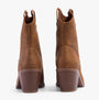 Rocket Dog FEATHER Womens Boots Walnut rear view showcasing faux leather finish and block heels.
