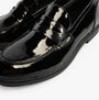 Rocket Dog GABBY Womens Shoes Black close-up detail view of shiny black loafer with stitched accents.
