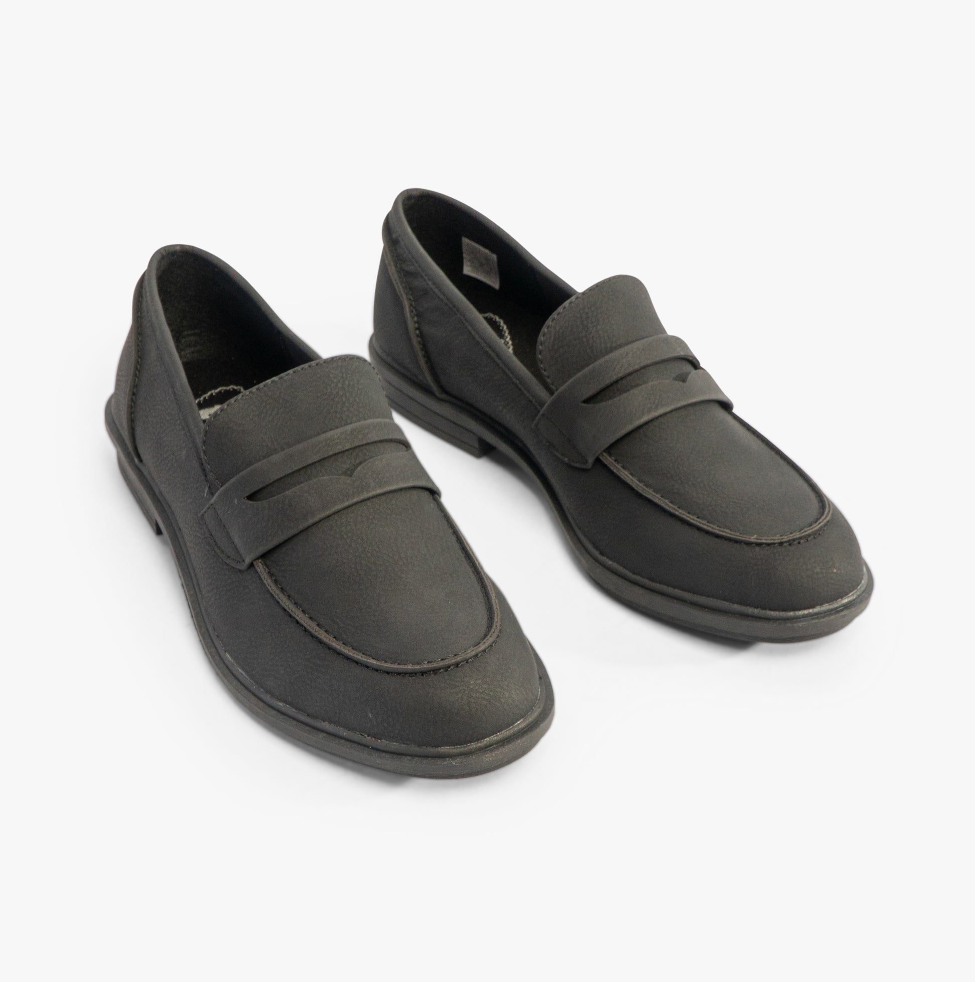 Rocket Dog GABBY Womens Shoes Black side view showing slip-on loafer style and round toe design.