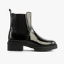 Rocket Dog IGGIE Womens Chelsea Boots Black Patent side view showcasing faux leather upper and elasticated side panel.