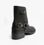 Rocket Dog NINO Womens Boots Black side view showing ankle height, buckle details, and faux leather material.