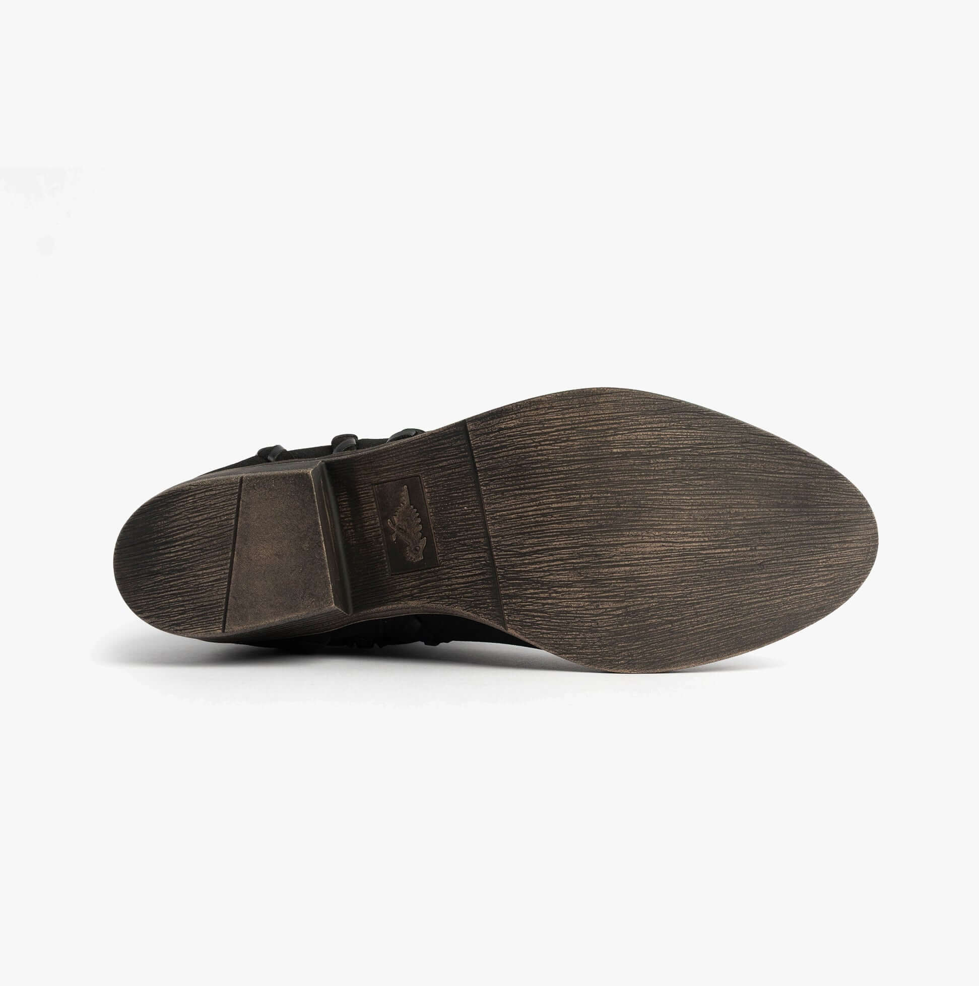 Rocket Dog ROWDY Womens Boots Black bottom view, showcasing detailed sole design and texture.