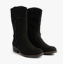 Rocket Dog ROWDY Womens Boots Black side view showing mid-calf height and braided detailing.