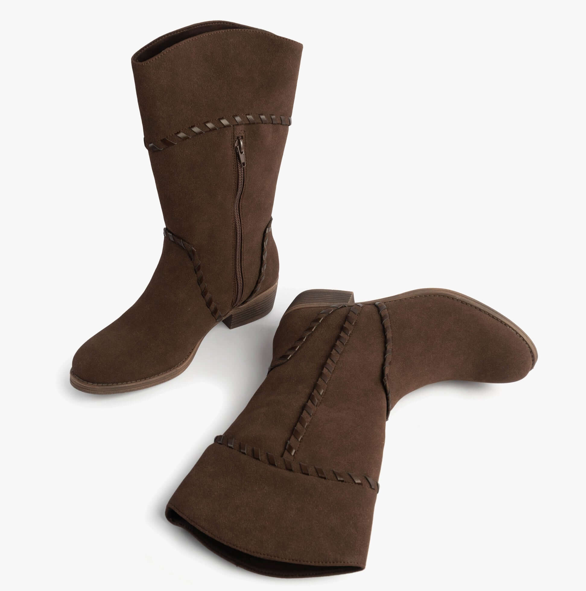 Rocket Dog ROWDY Womens Boots Dark Brown side view and detail view showcasing faux leather and rubber sole.