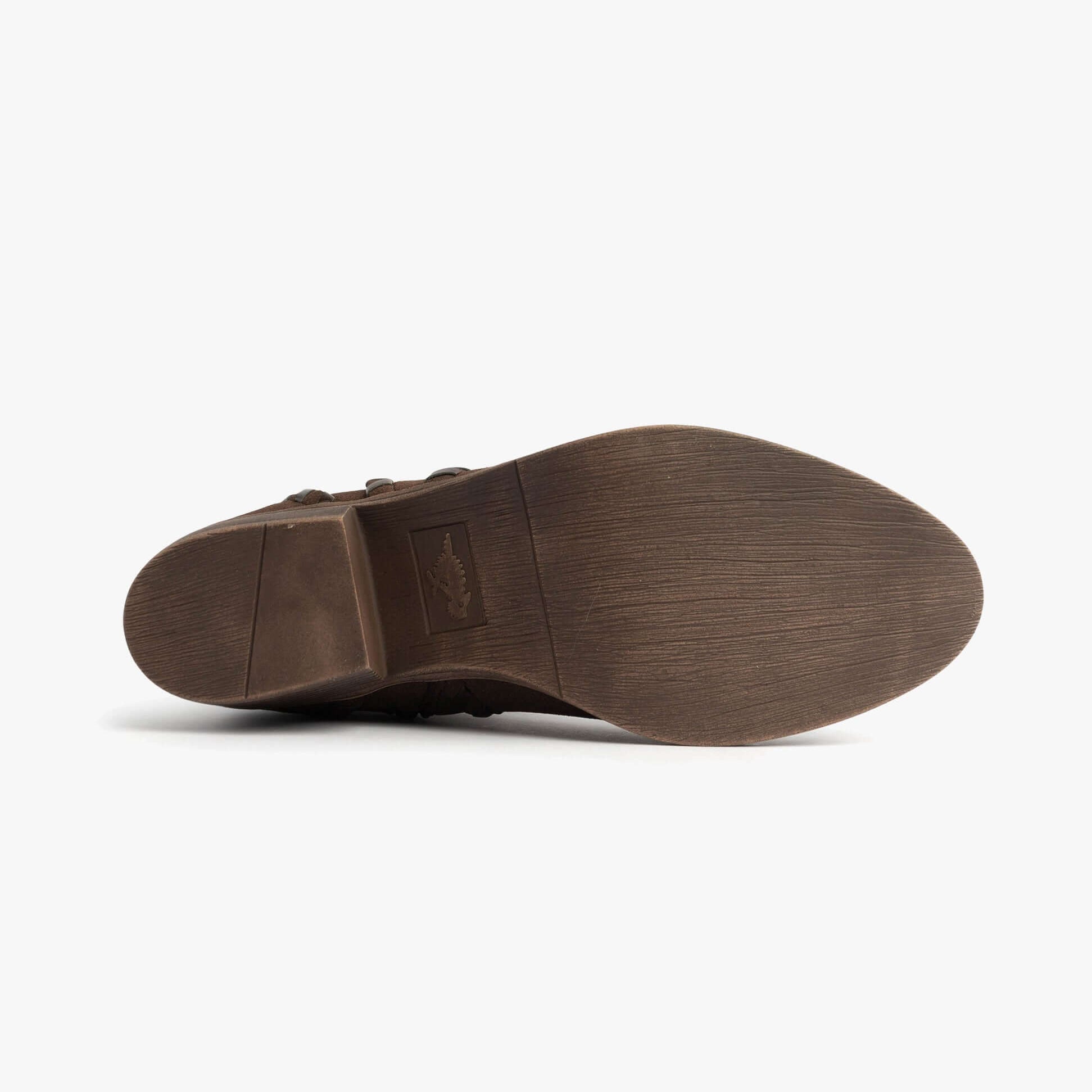 Rocket Dog ROWDY Womens Boots Dark Brown bottom view showing rubber sole and detailed texture.