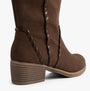 Rocket Dog ROWDY Womens Boots Dark Brown side view highlighting textured faux leather and low heel.