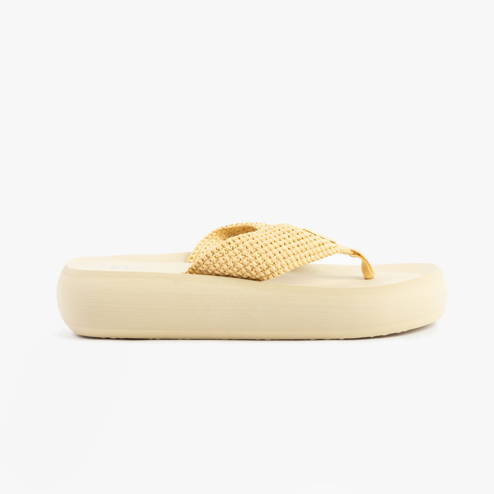 Rocket Dog SANDY Womens Sandals Natural side view showcasing the lightweight platform design and comfortable textile upper.
