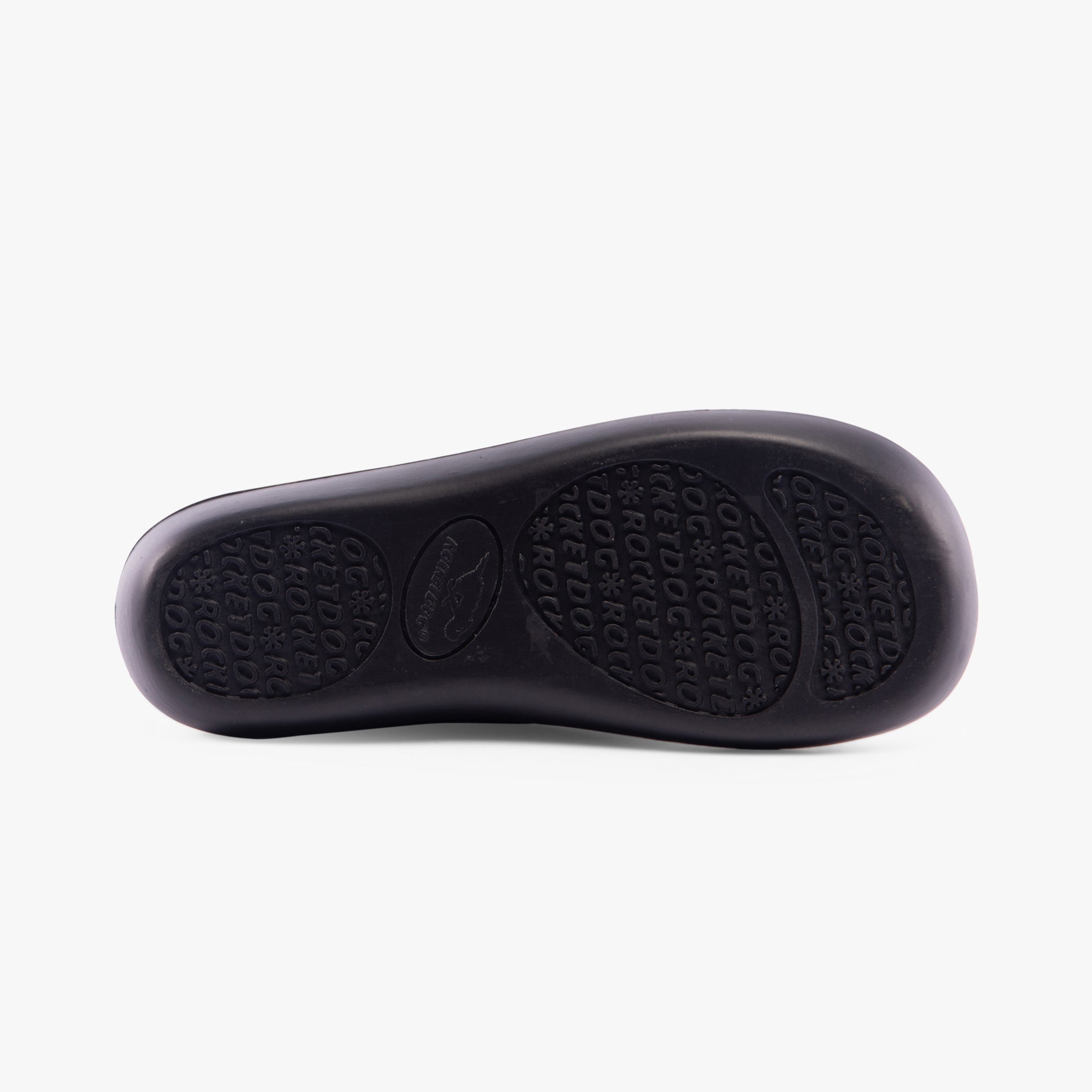 Rocket Dog SUGAR GLIDER Womens Clog Slippers Black bottom view showing rubber sole details.
