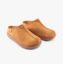 Rocket Dog SUGAR GLIDER Womens Clog Slippers Camel, side view showcasing soft textile upper and rubber sole.