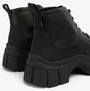 Rocket Dog TRUSTY Womens Boots Black rear view showing platform design and faux leather finish.