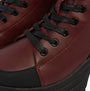 Rocket Dog TRUSTY Womens Boots Burgundy close-up detail view showcasing faux leather upper and lace-up design.
