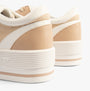 Rocket Dog WINK Womens Trainers Camel Combo close-up side view showcasing low top platform heel design and color details.