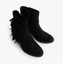 Rocket Dog YANKEE Womens Boots Black side view showing faux suede upper and fringe detail.