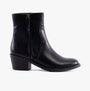 Rocket Dog YONDER Womens Boots Black side view showcasing faux leather, block heel, and zip closure.