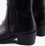 Rocket Dog YONDER Womens Boots Black detail view showing faux leather upper and block heel.