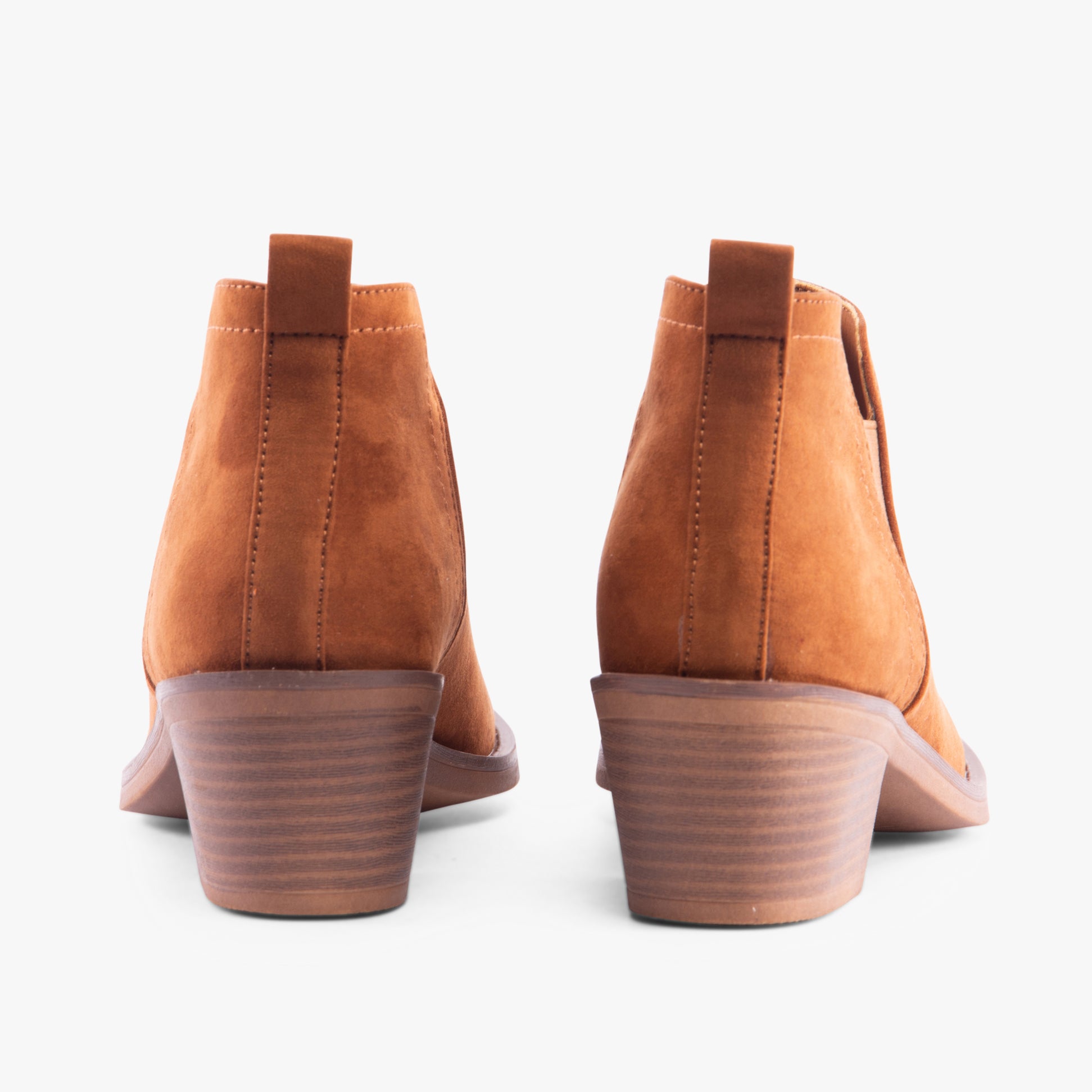 Rocket Dog YORK Womens Boots Cognac back view showing block heel and suede upper.