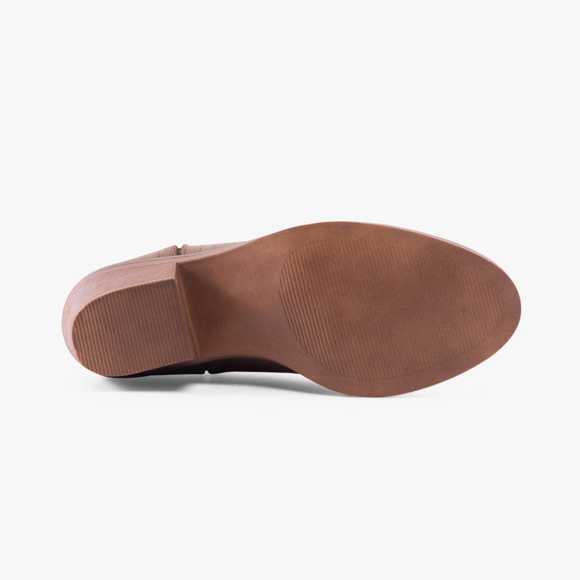 Rocket Dog YORK Womens Boots Brown bottom view showing rubber sole and block heel, designed for comfort and style.