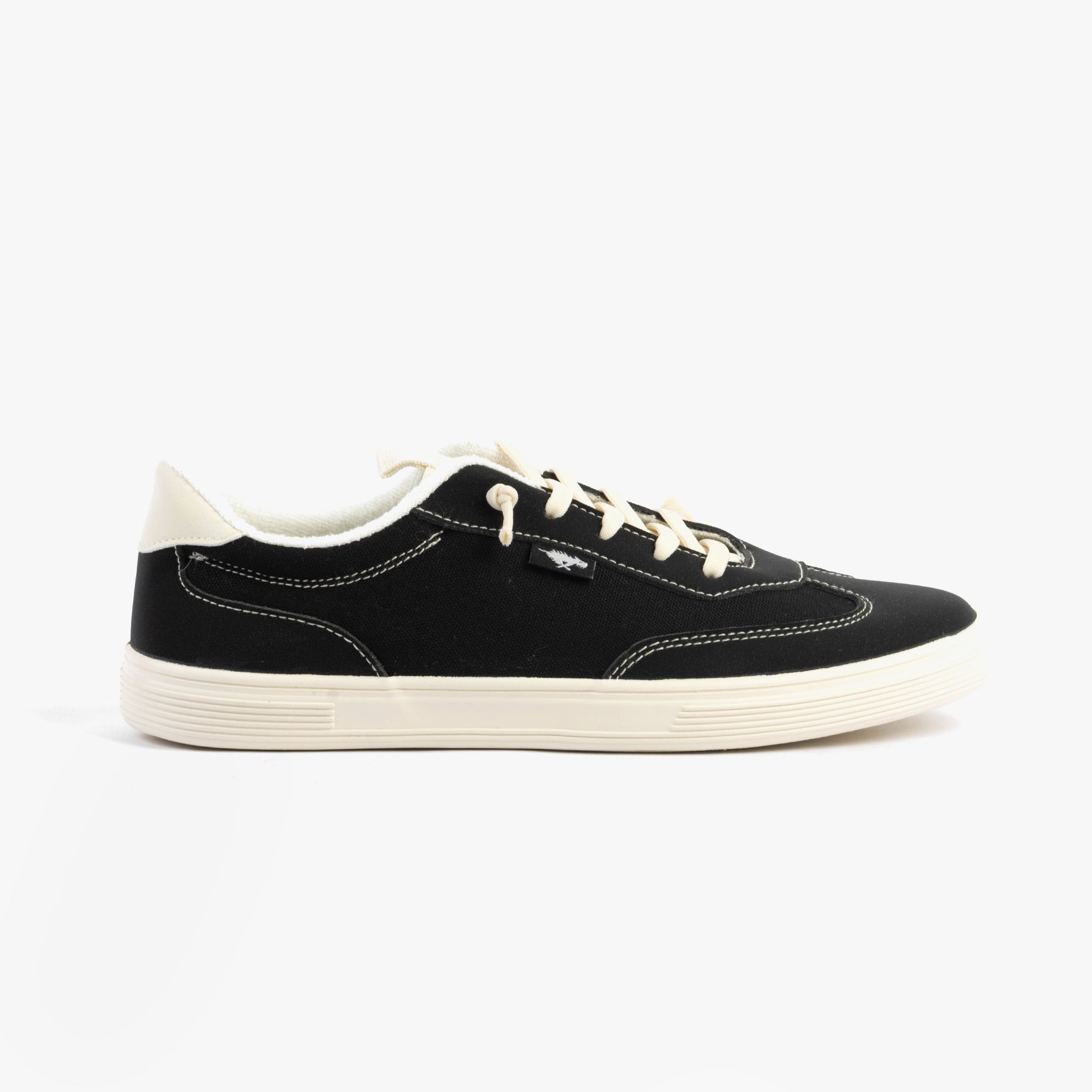 Rocket Dog ZAP Womens Trainers Black side view featuring lace-up closure and casual design.