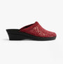 Rohde 2456-48 Womens Mules Wine side view showing breathable textile upper and low wedge heel