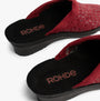 Rohde 2456-48 Womens Mules Wine side view showcasing comfort and stylish design with a wedge heel.