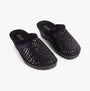 Rohde 2456-90 Womens Mules Black slip-on wedge mules featuring a breathable textile upper, side view.
