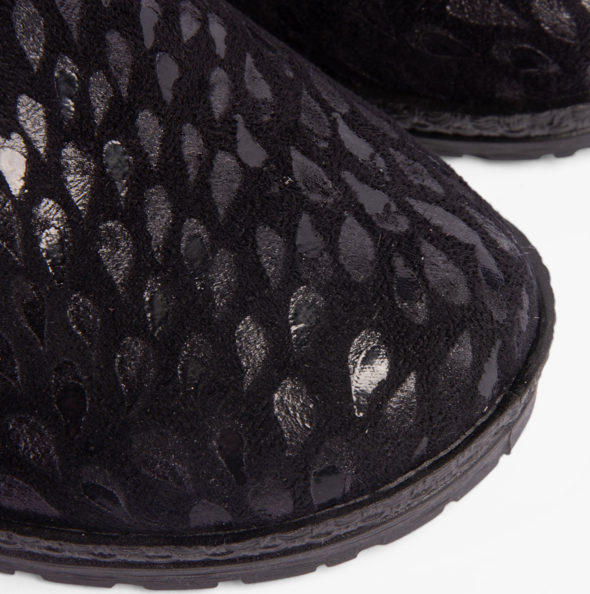 Rohde 2456-90 Womens Mules Black detail view showing textured upper and round toe design.
