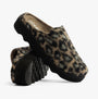 Rohde 6101-90 Womens Mules Black side view showing comfort slip-on design with round toe and leopard print upper.