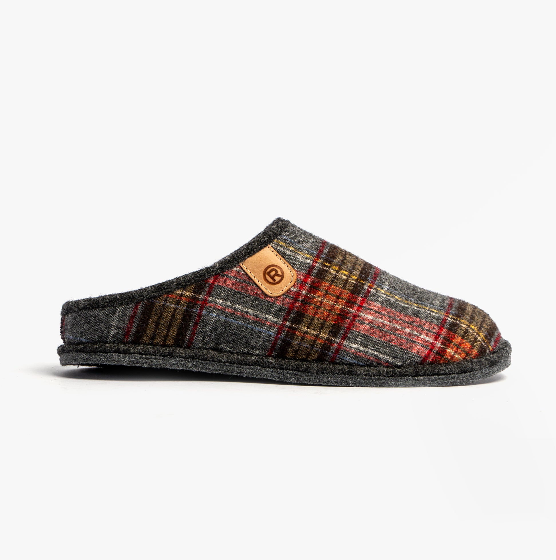 Rohde 6821-83 Womens Mules Graphite side view showing textile upper and slip-on design.