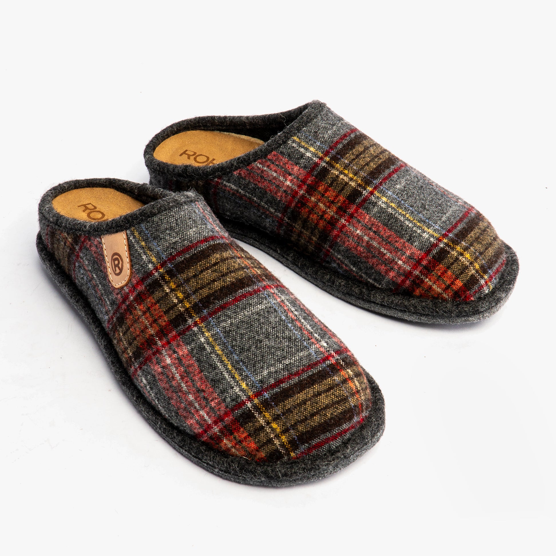 Rohde 6821-83 Womens Mules Graphite side view showing textured textile upper and slip-on design.