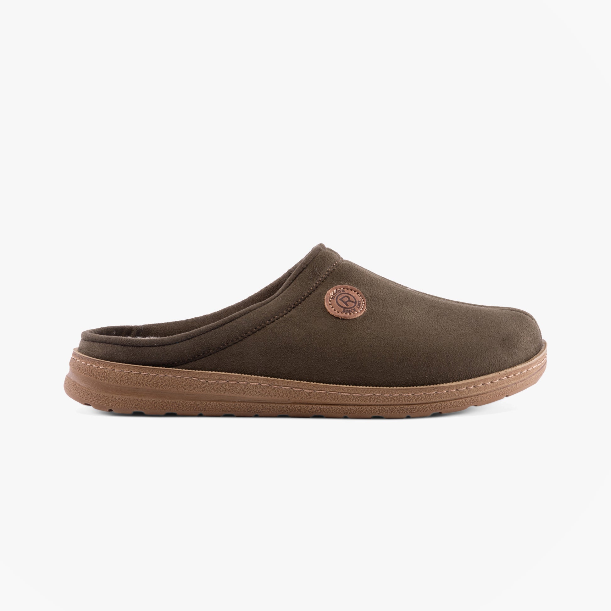 Rohde 7141-61 Mens Mules Olive side view slipper with textile upper and synthetic sole.