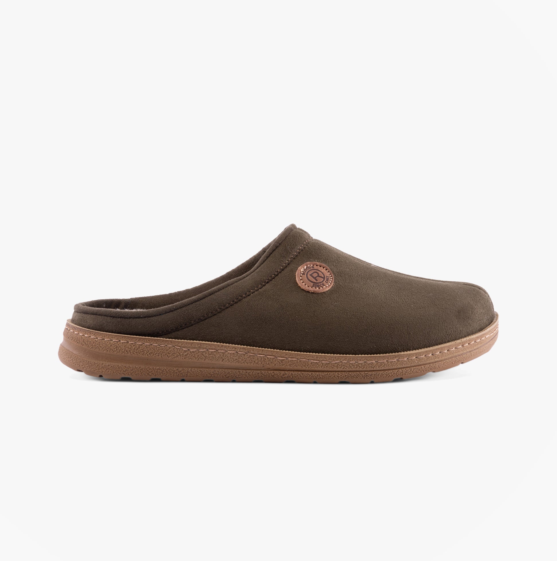 Rohde 7141-61 Mens Mules Olive side view slipper with textile upper and synthetic sole.