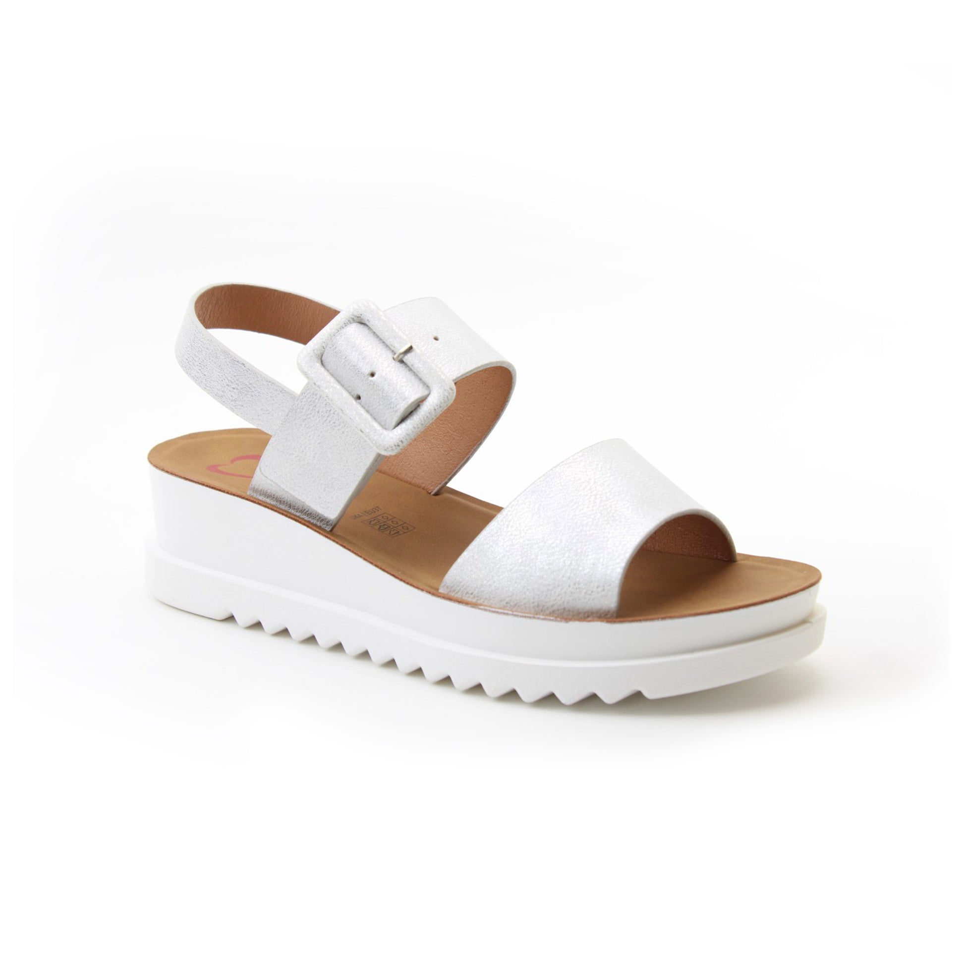 Heavenly Feet PISTACHIO Womens Ankle Strap Sandals Silver