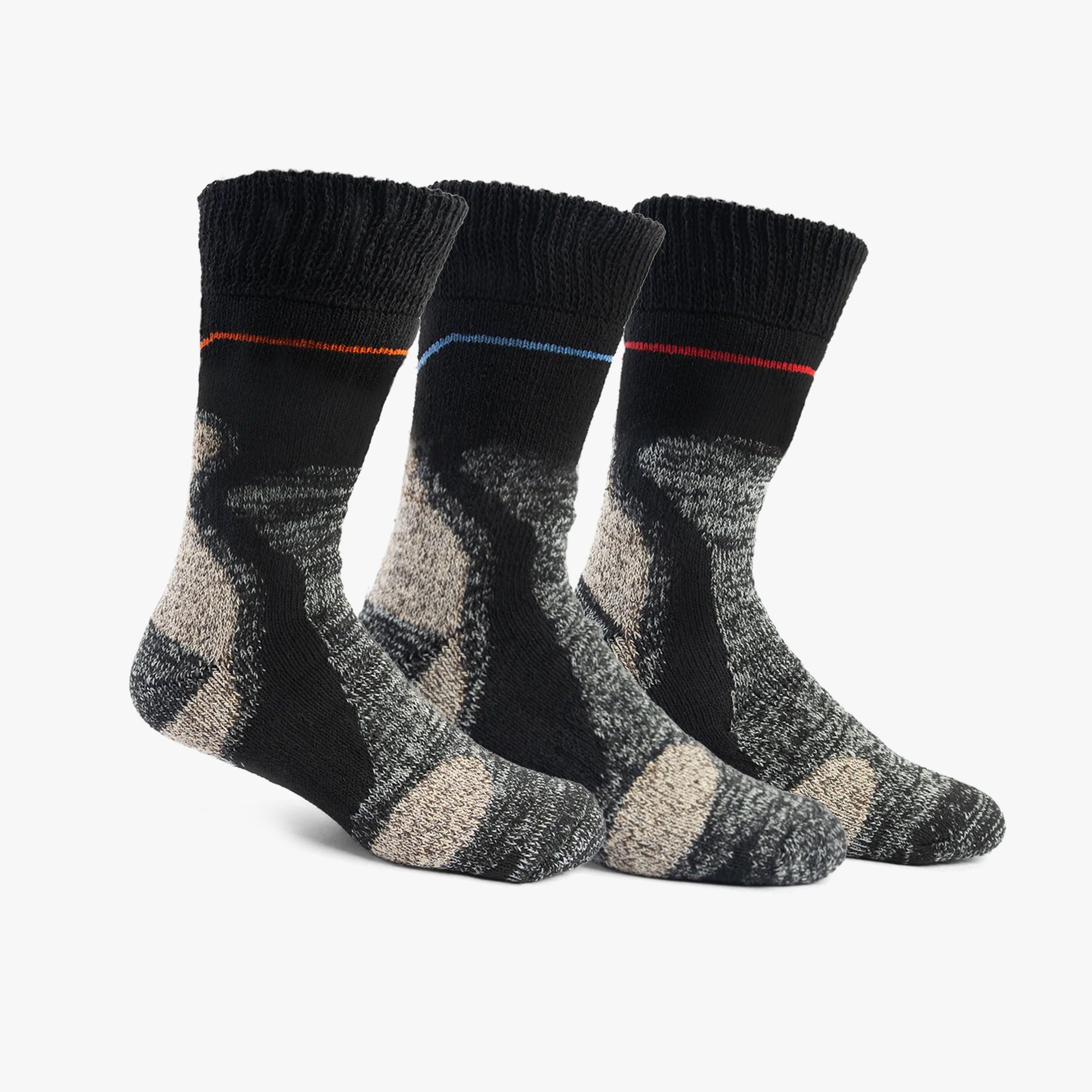 STB FUSION POWER HEAVY DUTY Mens 3 Pack Socks Multi UK 6-11 side view showing three pairs of heavy-duty work socks in various colors.
