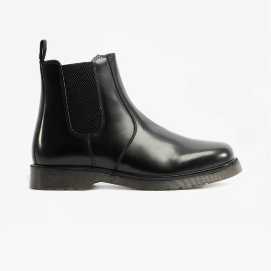 STB ELLIS Unisex Leather Air Cushioned Dealer Boots Polished Black