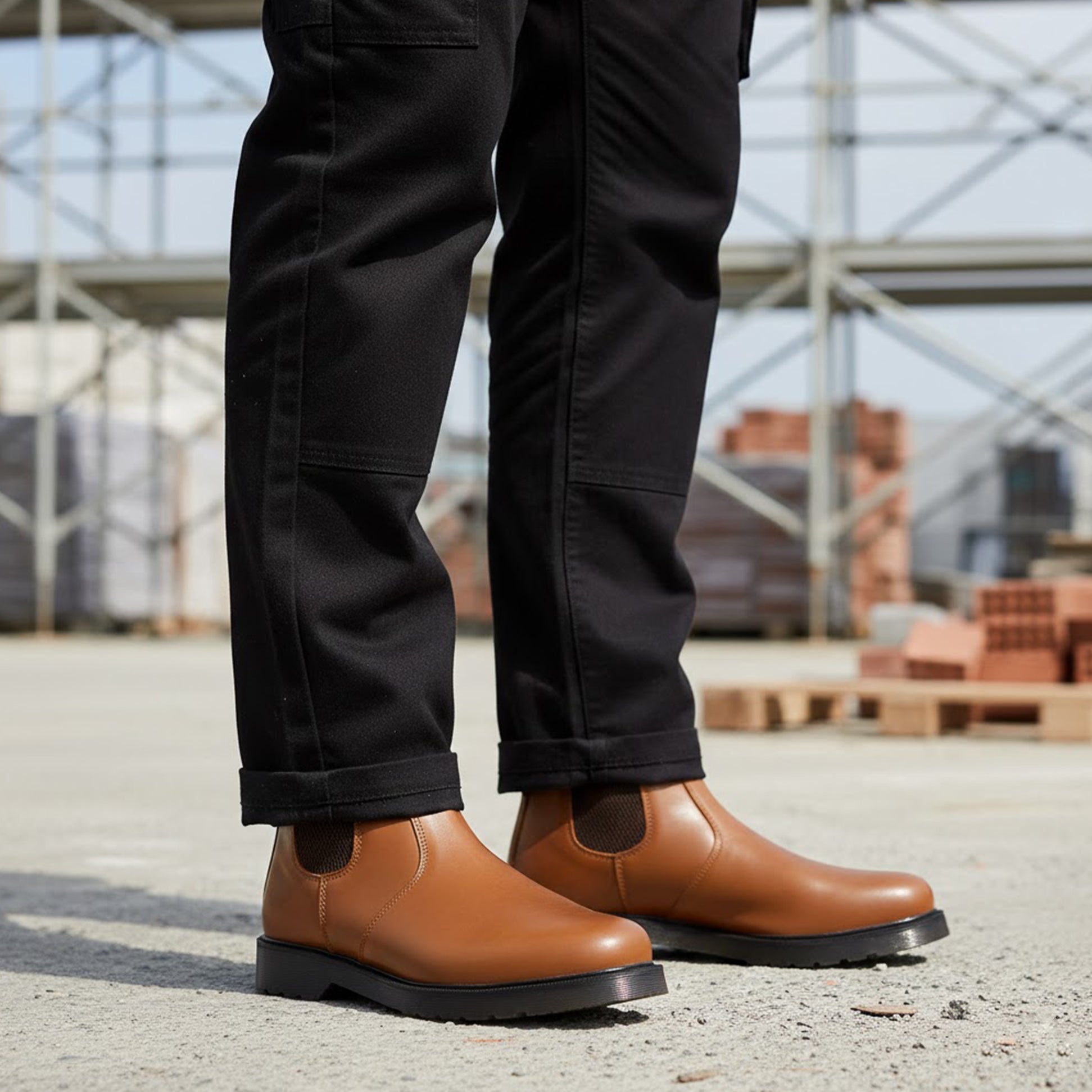 STB ELLIS Unisex Leather Air Cushioned Dealer Boots Tan