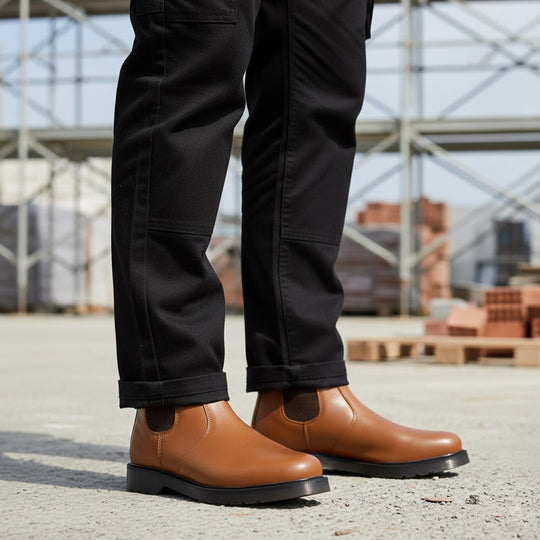 STB ELLIS Unisex Leather Air Cushioned Dealer Boots Tan Brown
