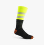 STB HIGHVIZ Mens 3 Pack Socks Multi UK 6-11 showcasing a high visibility sock in yellow and black, angled side view.